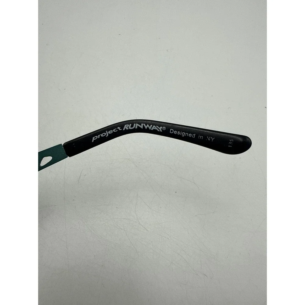 Project Runway PR 105M Eyeglasses Teal Black Filigree Rectangular Frames 135mm